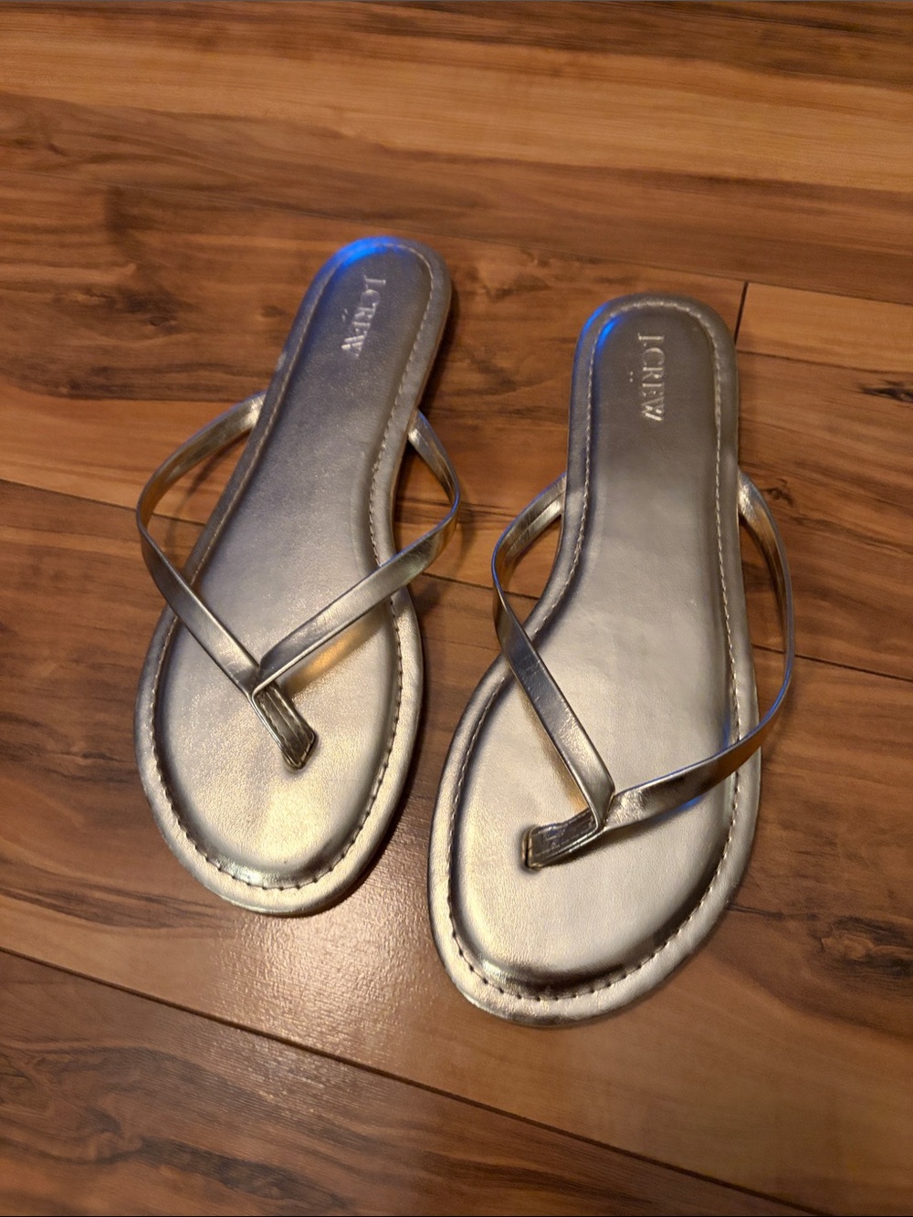 J. Crew Metallic Gold Strappy Thong Sandals Size 9 NWOT